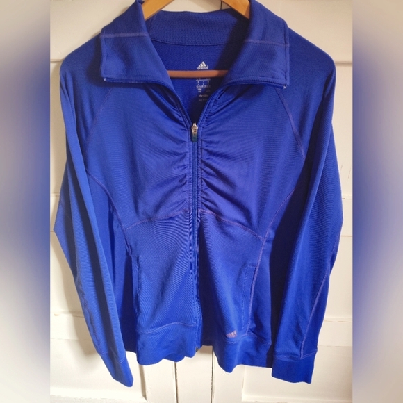 Adidas Women's Climalite Bright Royal Blue Athletic Jacket | Large - Picture 1 of 6